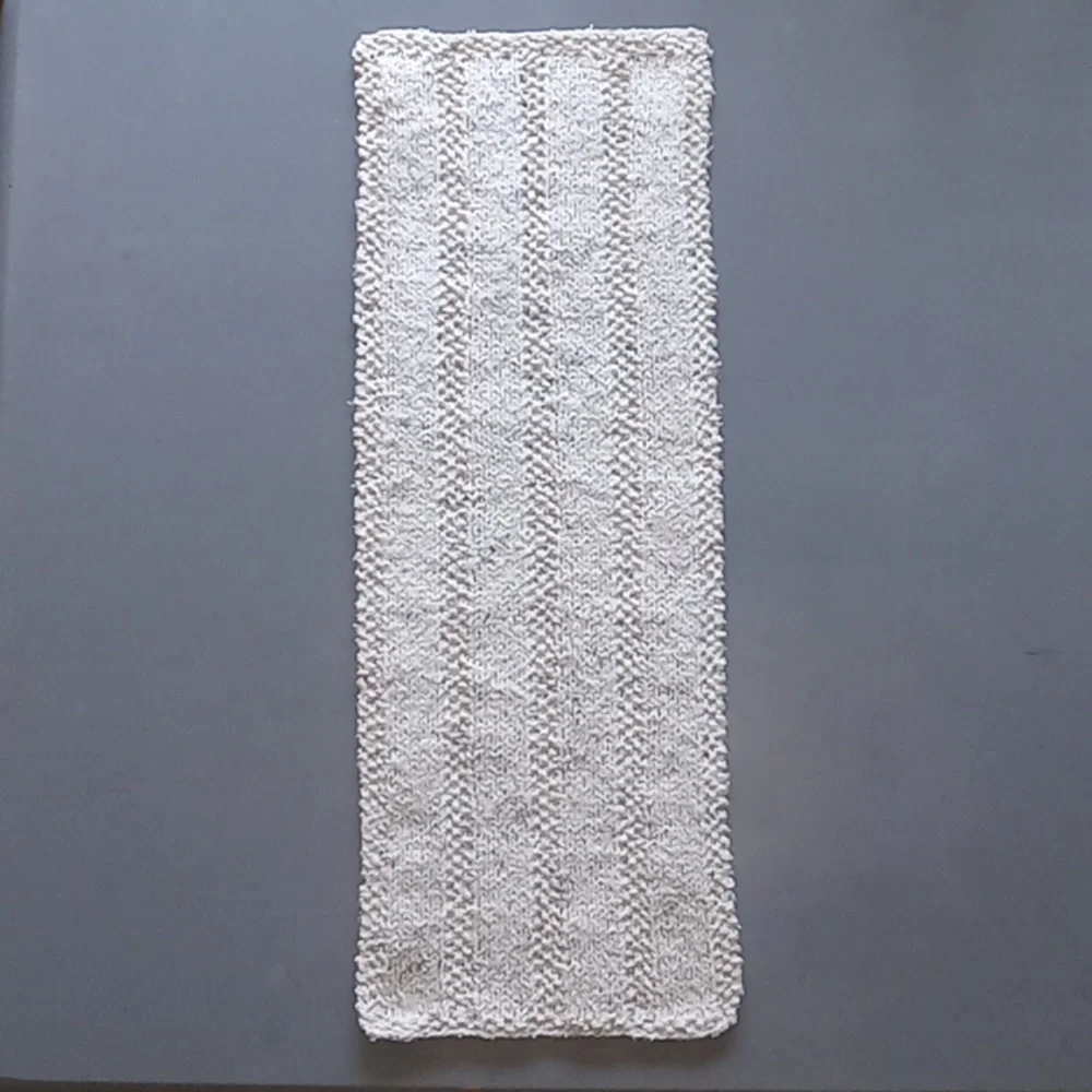 Hand Crafted Hand Knit Oatmeal Textured Stripe Cotton Blend Hand Towel